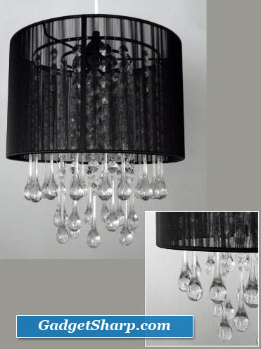 12-Inch wide Black Crystal Like Chandelier