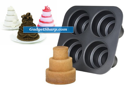 Metallic Multi Tier Cake Pan 4 Cavity