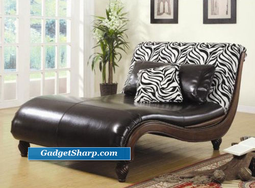 Zebra Pattern Back Chaise Lounge Chair with Accent Pillows