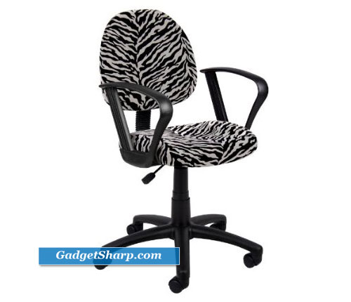 Boss Norstar B327ZB Zebra Print Office Desk Chair with Loop Arms