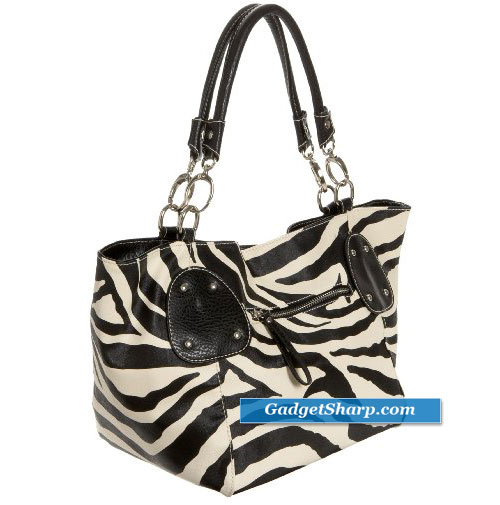 Zebra Print Faux Leather Satchel Bag Handbag Purse