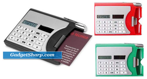 Solar Calculator, Pen Office Business Card Holders