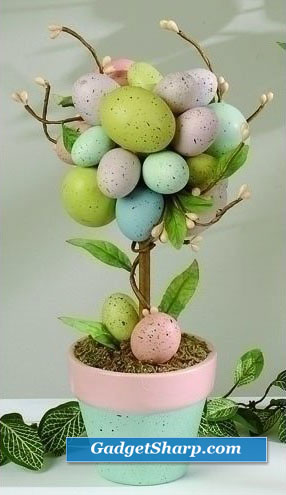 Pack of 4 Pastel Potted Easter Egg Tree Table Accents