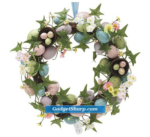 Speckled Easter Egg Wreath with Flowers