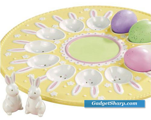 Grasslands Road Easter 11-1/2-Inch Bunny Egg Plate with Bunny Salt And Pepper Set