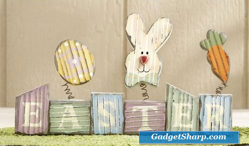 Wood Easter Block Holiday Decoration