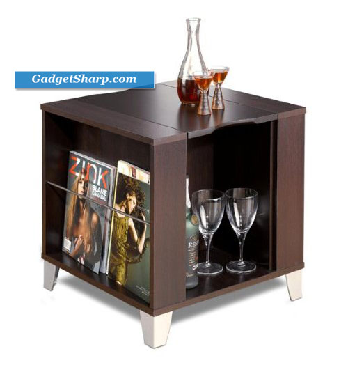 Espresso End Table with Serving Tray