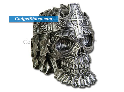 Greenman Silver Celtic King Skull Ashtray