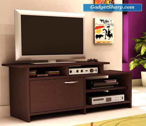 Chocolate Finish Asymmetrical TV Stand