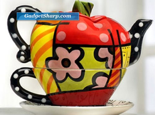 New Romero Britto Teapot Apple Tea for One Set Ceramic