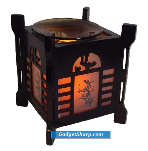 Asian Wooden Electric Oil Warmer and Tart Burner