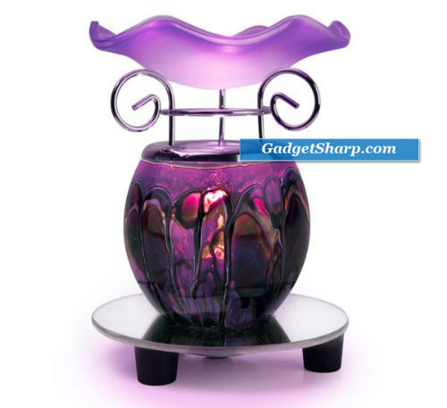 Purple Tie Dye Electric Oil Warmer with a Mirrored Base