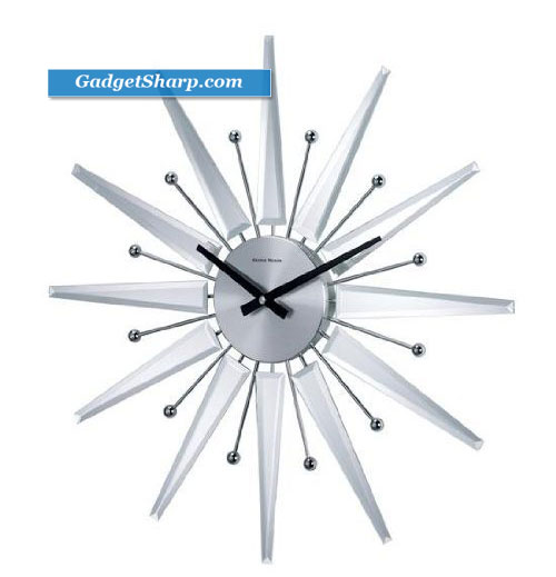 Kikkerland Gear Wall Clock - Nickel/White