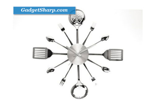 Present Time Wall Clock Silverware Steel Utensils