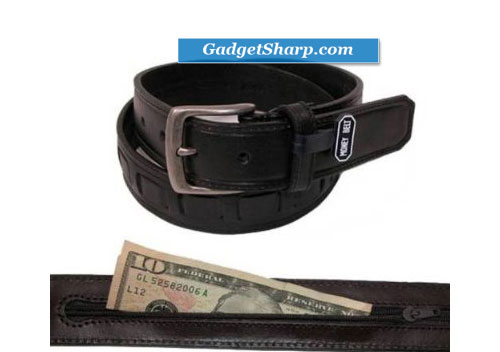 Genuine Leather Money Belt with Leather Inset by Canterbury