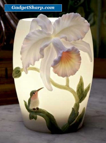 Hummingbird & Cattleya Orchid Night Lamp