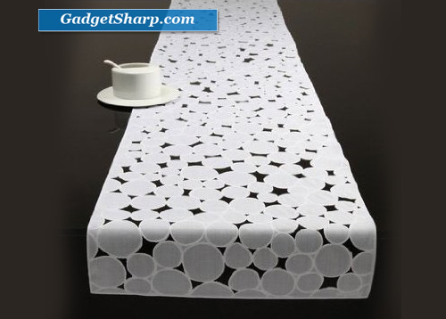 Chilewich Pressed Dots Vinyl Table Runner White