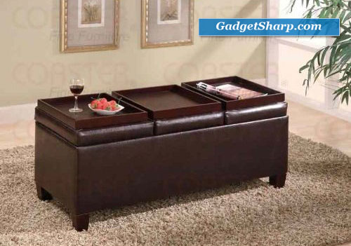 Coaster Storage Ottoman Coffee Table with Trays