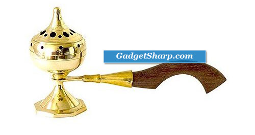 Brass Incense Burner with Wood Handle