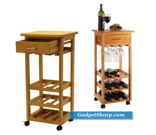 Winsome Wood Wine Cart with Drawer