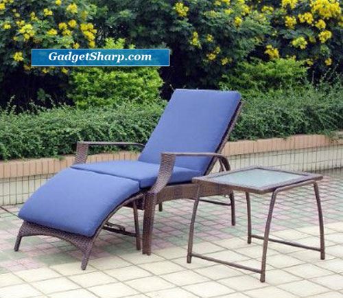 Outdoor Patio 3-pc. Caribbean Blue Chaise Lounge Set