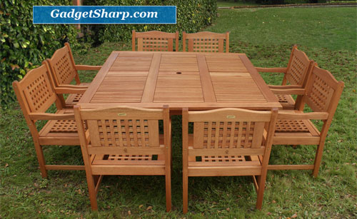 Outdoor Patio Set - Milano Square Table 9-Piece Set Deluxe