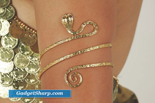 Gold Tone Upper Arm Snake Bracelet