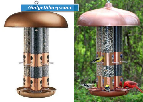 Copper Triple Tube Bird Feeder