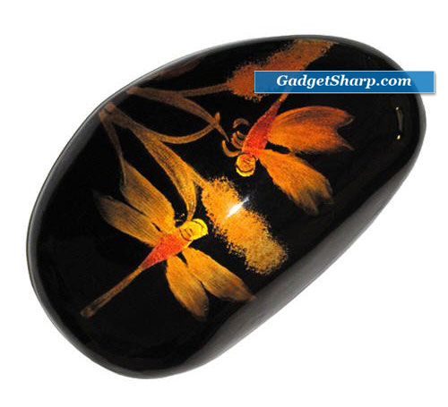 Dragonfly Paperweight Painting Lacquer River Stone