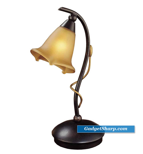 Incandescent Table Lamp, Rust with Glass Tulip Shade