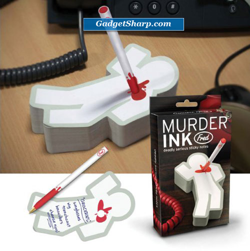 Murder Ink Sticky Note Pad and Pen Set