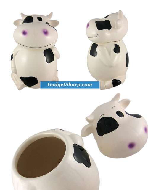 Incredibly Cute Black / White Cow Ceramic Cookie Jar