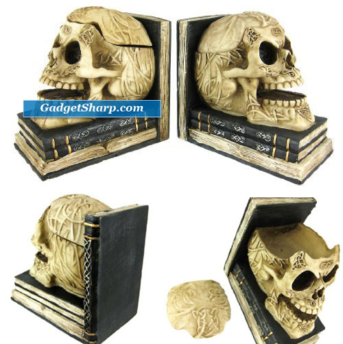 Celtic Knotwork Human Skull Bookends Stash Boxes